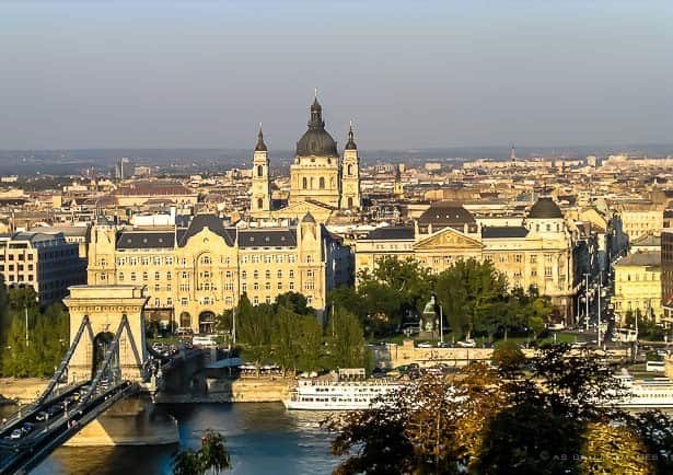 view of scent istvan basilica rising above all the other buildings in budapest view of scent istvan basilica rising above all the other buildings in budapest