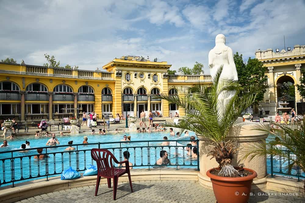 Outdoor pool at Szecheni Baths - 3 days in Budapest Itinerary