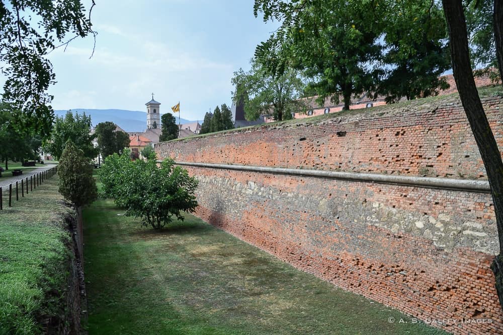 Moat around the walls of the Citadel of Alba Iulia