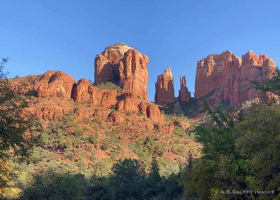 View of the Cathedral Rock from the Red Rock Crossing trail in Sedona