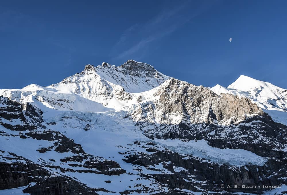 view of the Alps from the train