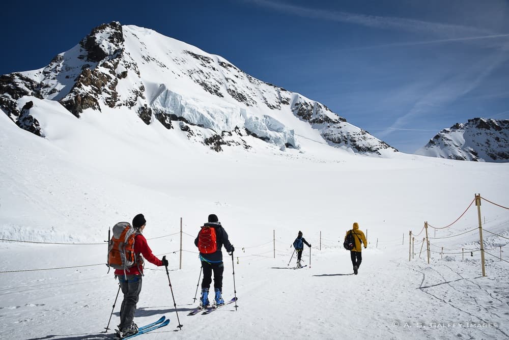 skiers on the Jungfraujoch, the top of Europe