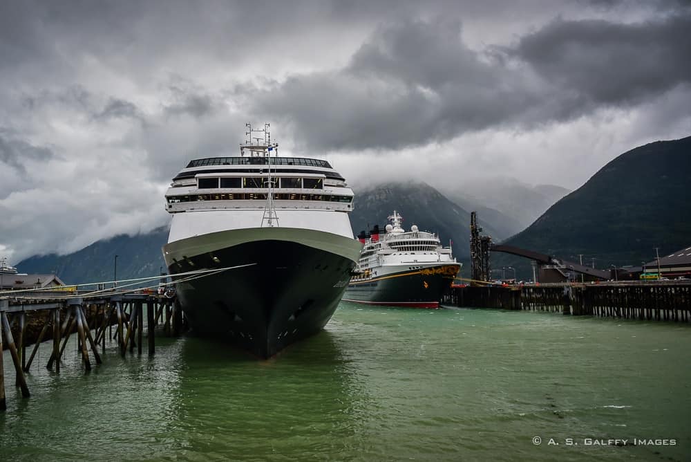 cruise hip docked in Skagway