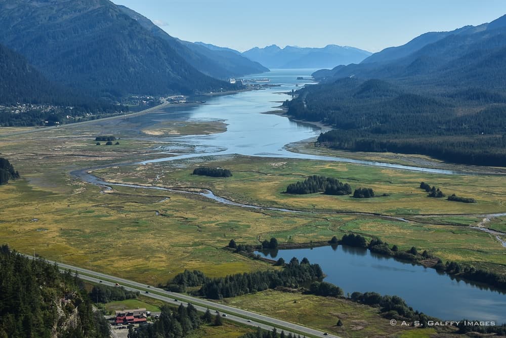 view of Juneau from the helicopter