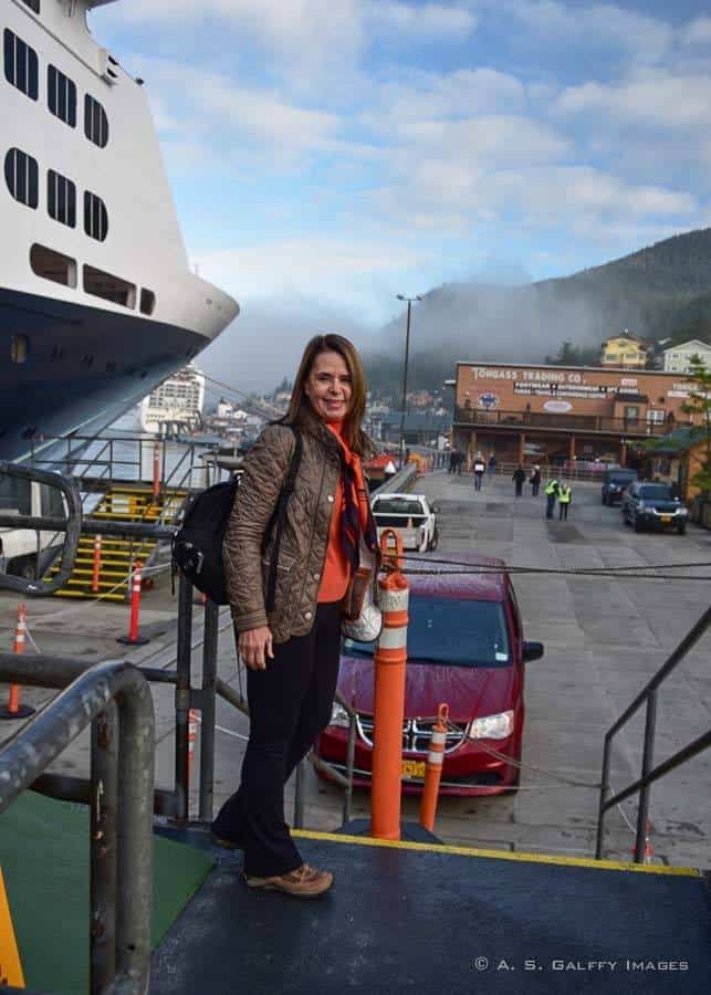Getting off the cruise ship in Ketchikan