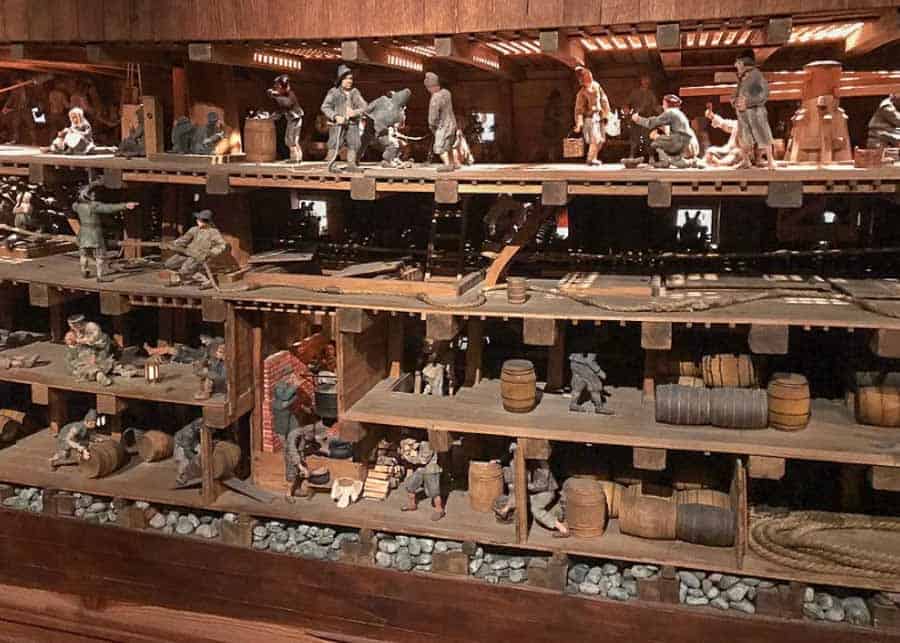 The original interior layout of the Vasa Ship
