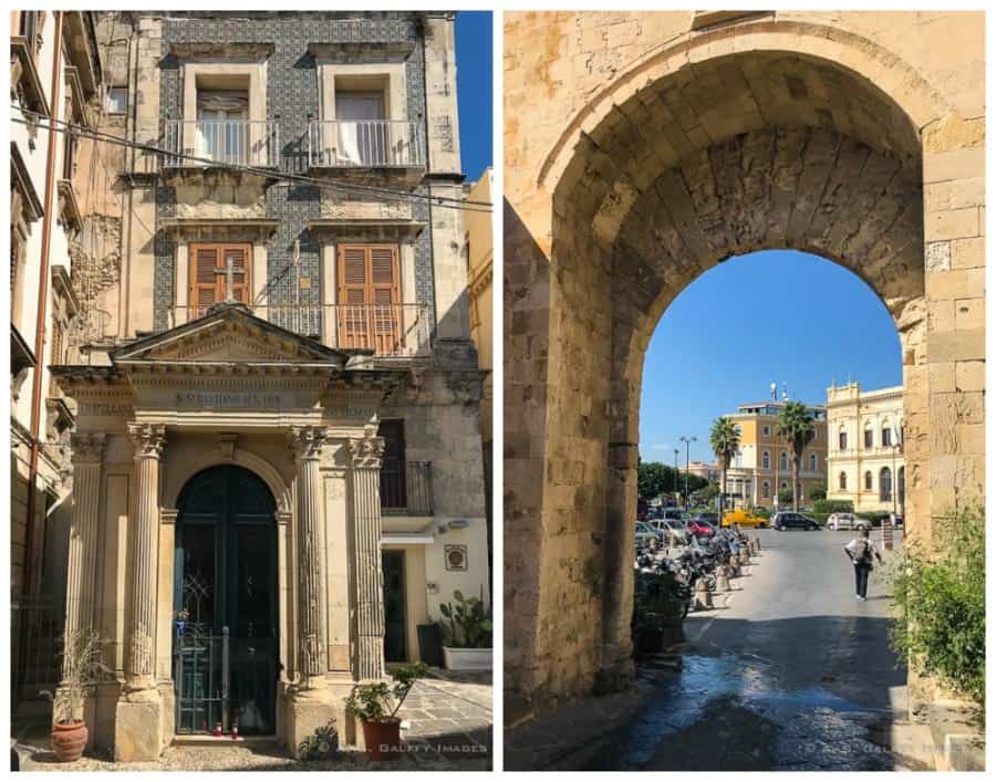 Medieval structures in the historic center of Ortegia