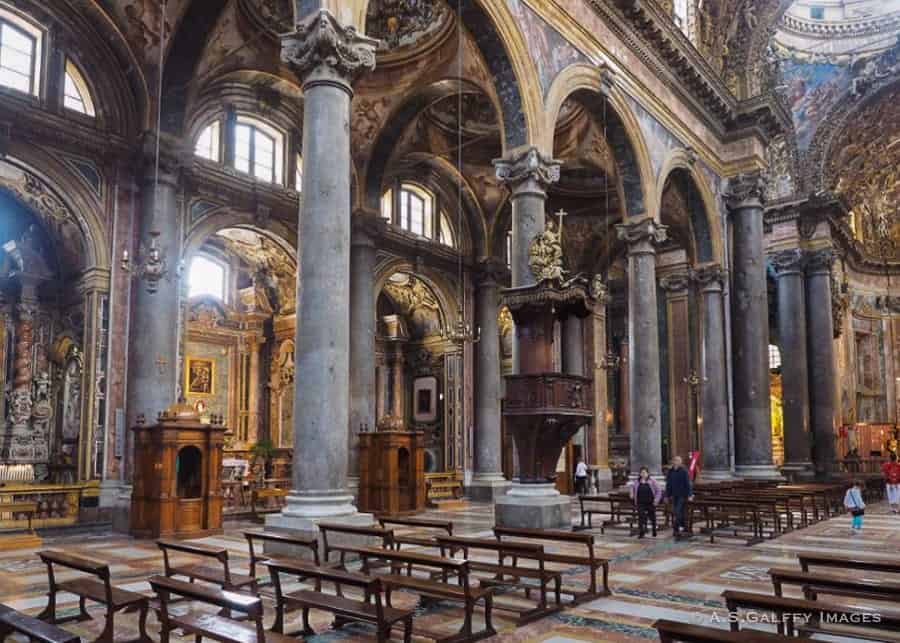 Exterior and interior view of San Giovanni Church in Palermo