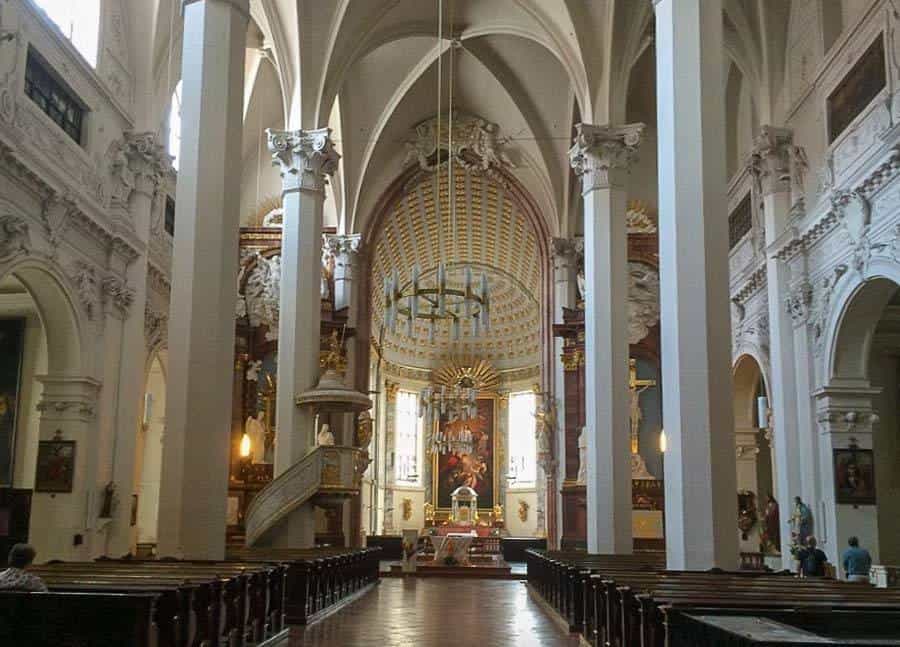 The bright interior of Church Am Hof in Vienna