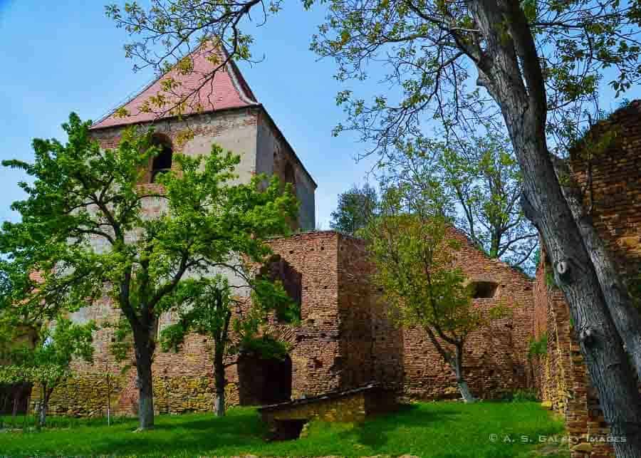 view of the tower at the Slimnic Fortress