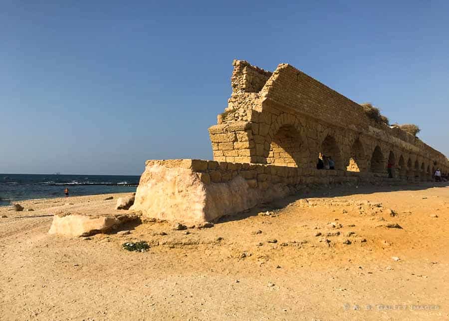 Roman aqueduct next to Caesarea