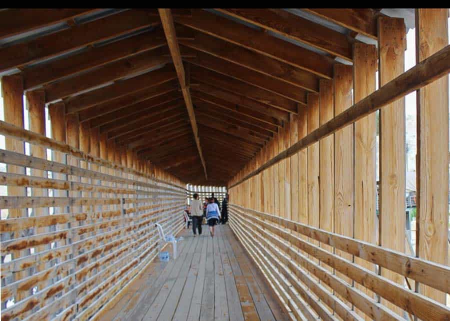 Wooden ramp used for visiting the Dome of the Rock