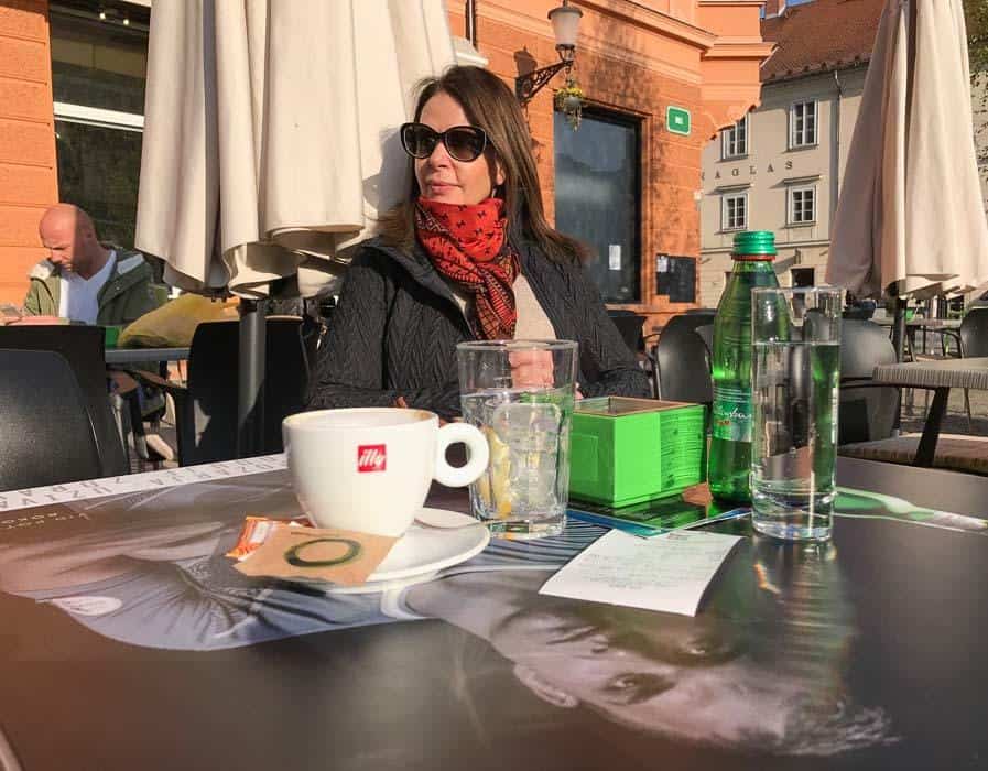Sitting at a café in Ljubljana